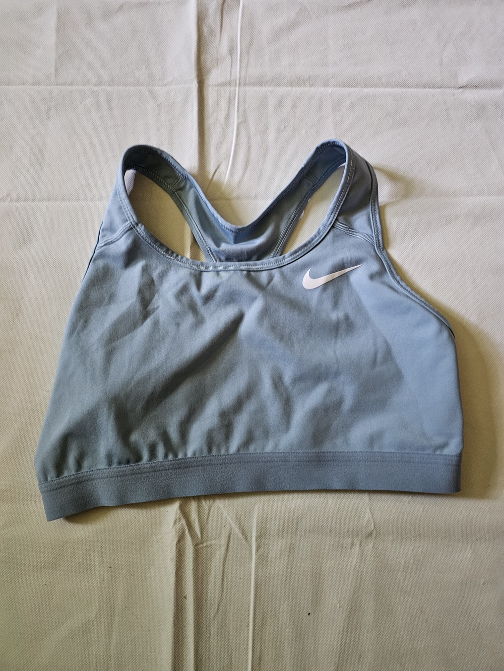 Nike Blue Racerback Sports Bra with White Swoosh